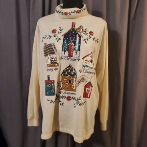 Vintage Holiday Time Plus Size 4 Seasons Turtleneck Sweatshirt Grandma 20W